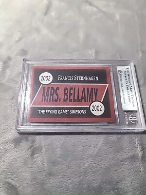 The Simpsons Signed Cut Card Francis Sternhagen Rare!! Myrna Bellamy Frying  Game
