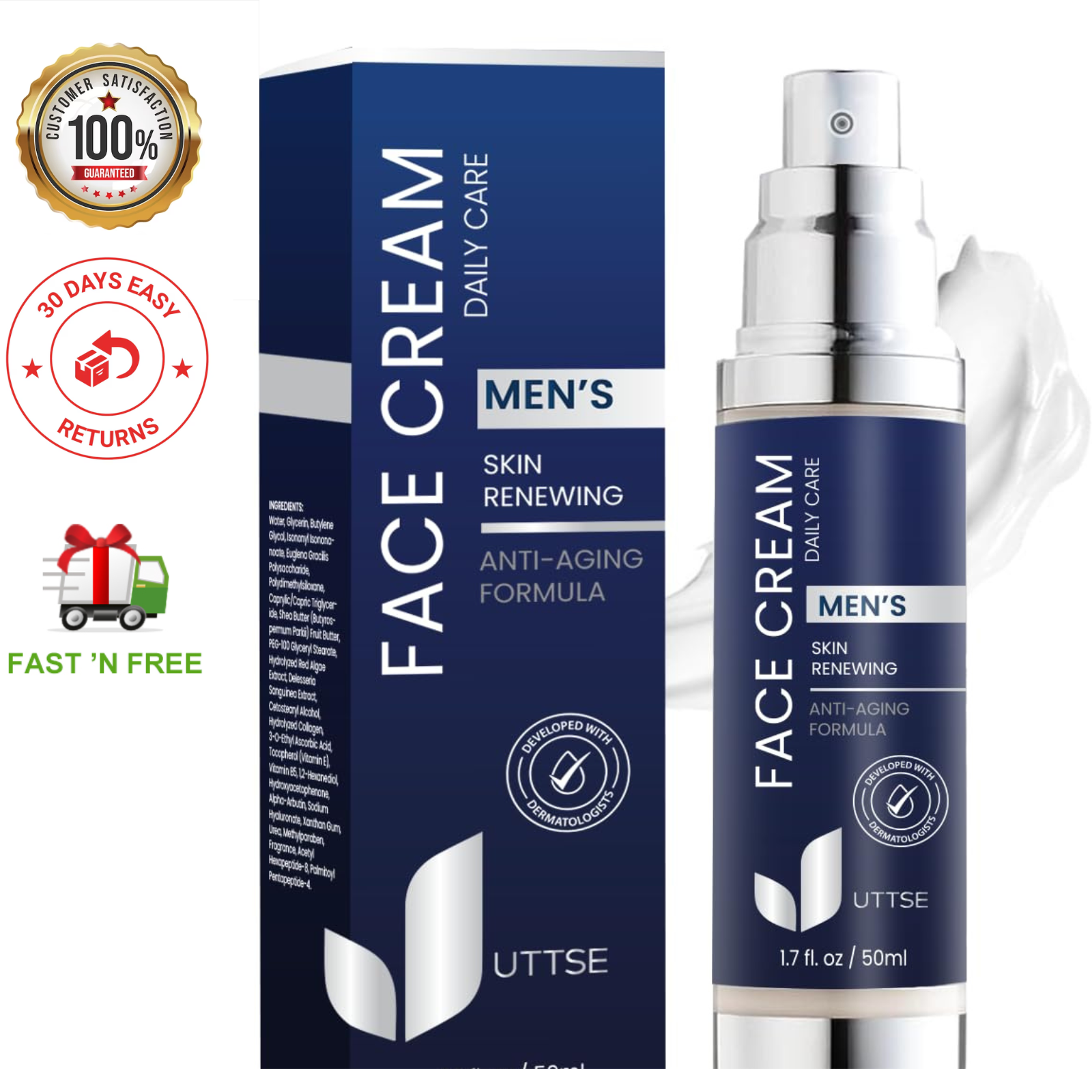 Crema facial 6 en 1 para hombres: crema antienvejecimiento y arrugas para hombres con colágeno,...