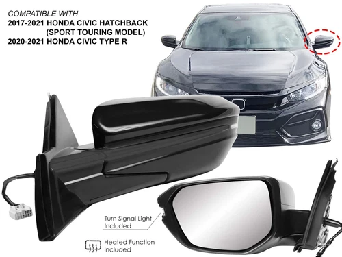For Side Mirror Heated Signal Light 2017-2021 HONDA CIVIC Hatchback Driver Side