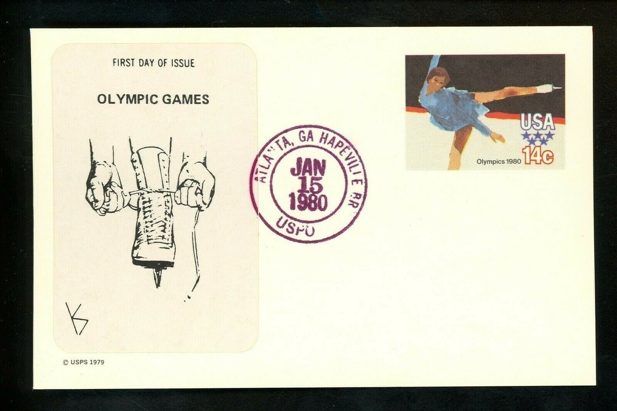 ワールドトレードセンターのホリデーカード US FDC #UX82 VKS Label 1980 Atlanta GA Hapeville Olympics
