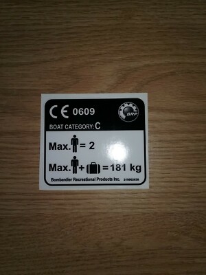 SeaDoo RXP Etiquette DECAL CONFORMITY LABEL STICKER BRP CAPACITY CATEGORY C 0609