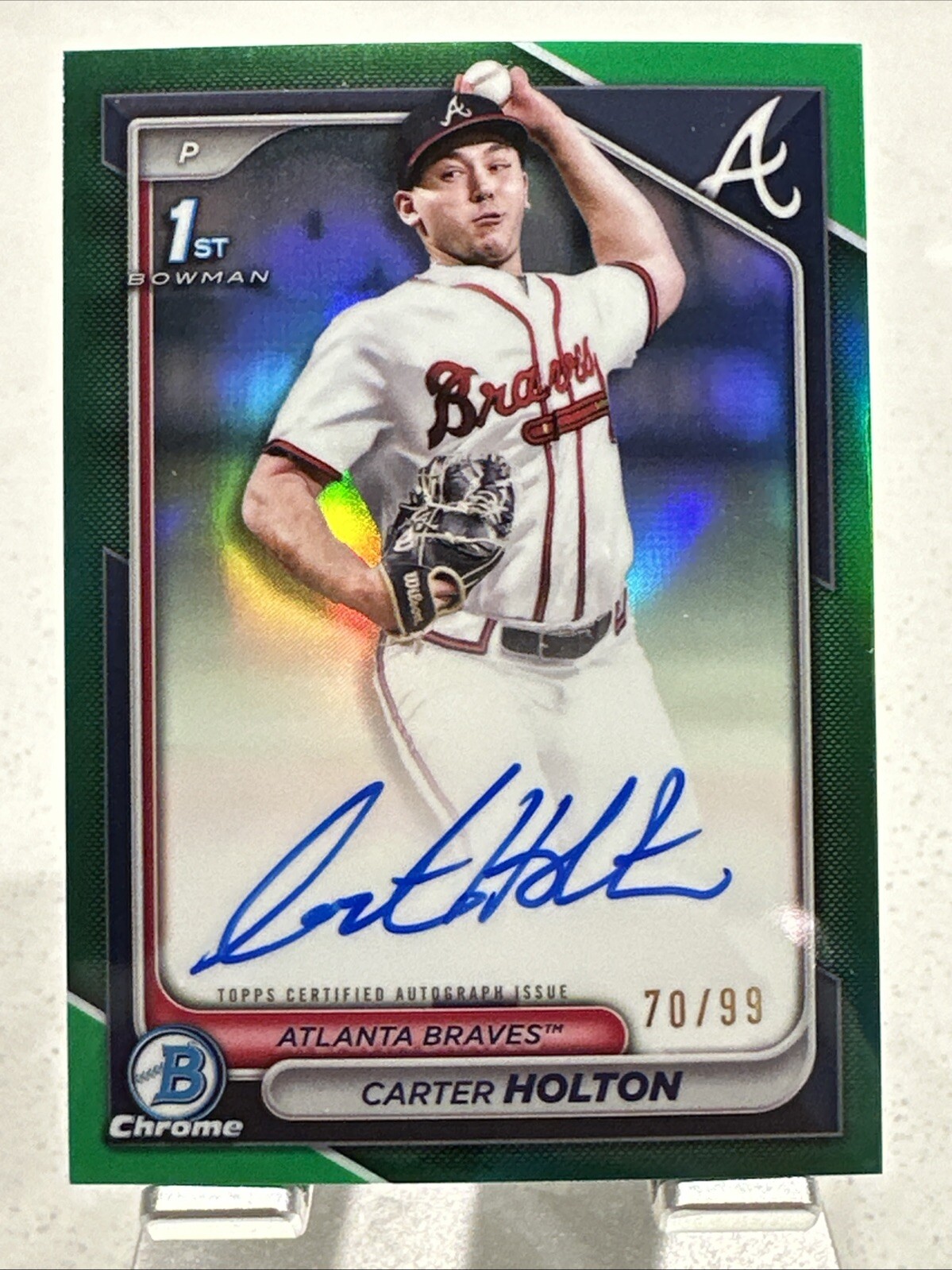 2024 Bowman Draft Chrome Carter Holton 1st Bowman Green Refractor Auto 70/99