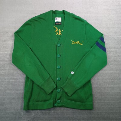 Vintage Champion Cardigan Men 44 Large Green Embroidered Running Man Tag  Varsity