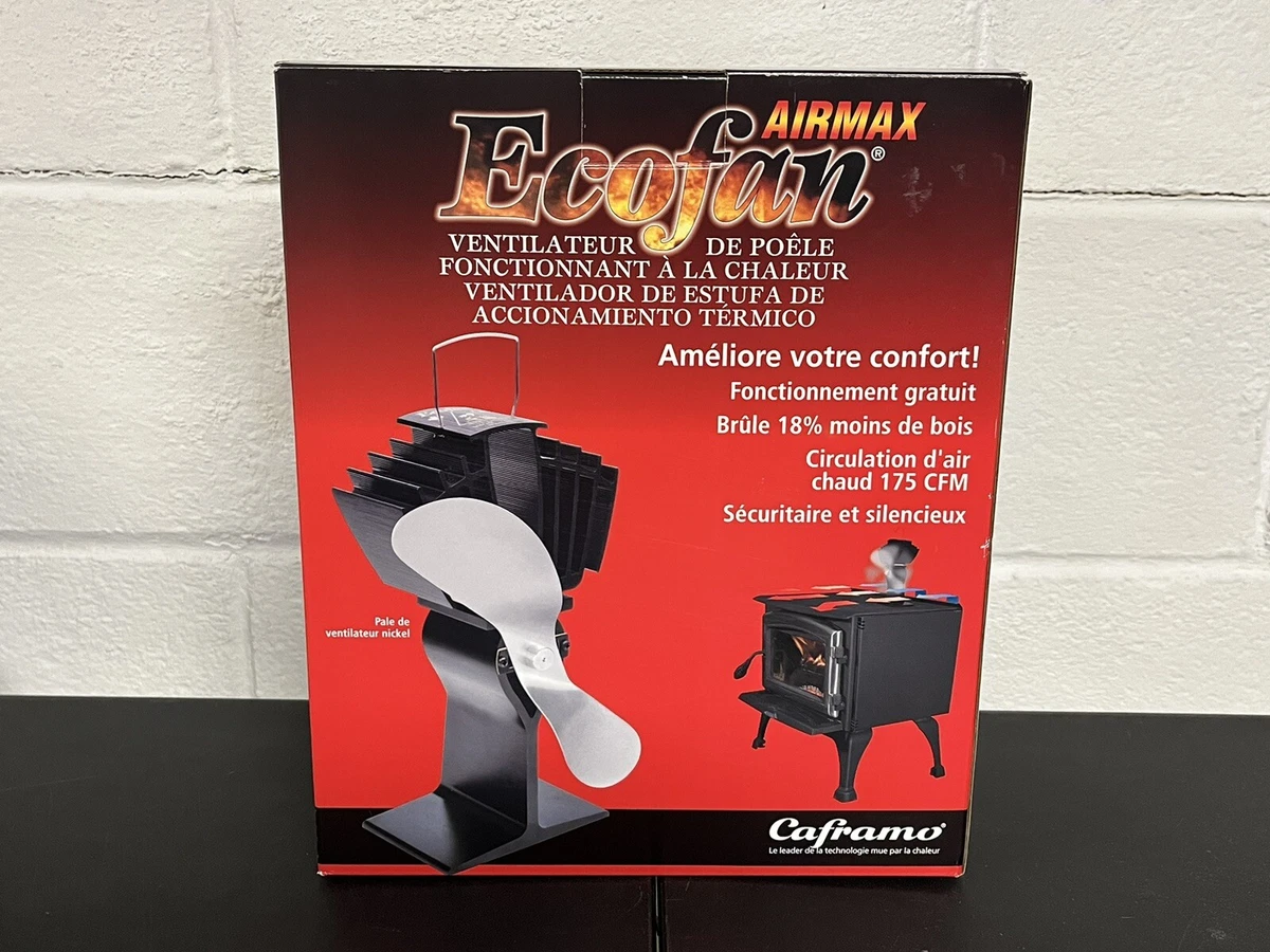 Ecofan AirMax, 812AMKBX Nickle Blade Heat Powered Wood Stove Fan, 175 CFM,  | eBay