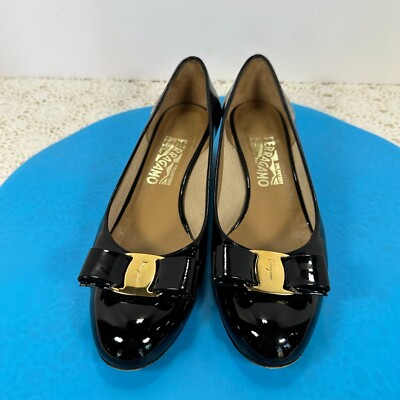Salvatore Ferragamo Vara Pump Black Bow Women's Shoes Size