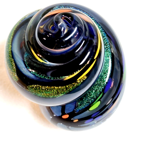 Murano Art Glass Seashell Glitter Spiral Swirl Paperweight Twist Table Sculpture - Picture 7 of 10