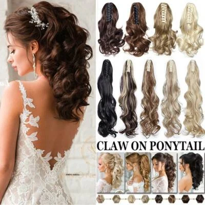 S-NOILITE Mega Thick Real Natural Claw Ponytail Clip In Hair Extensions Long Pony Tail UK
