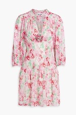 BNWT Rixo Devi Floral Metallic Silk Mini Dress Size Medium UK 12