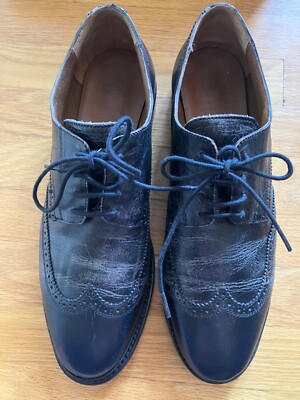 FRYE Mens Paul Wingtip Oxford Shoes Distress Black Dress Shoes