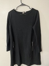 Gap Dress Sz Medium Black Sheath Ponte Knit Long Sleeve Zip Pockets Viscose Blen
