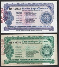 Malaysia 1980 lottery coupens (2) Cabutan coupon Peruma