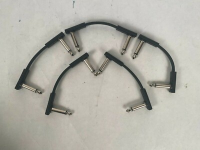5-pack Rockboard Warwick BLACK Flat Patch Pedal Board Guitar Cable 5cm 2''
