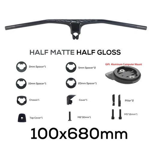 -20° Manillar Integrado de Fibra de Carbono Completa Bicicleta MTB 70/80/90/100mm*680-740mm - Imagen 20 de 44