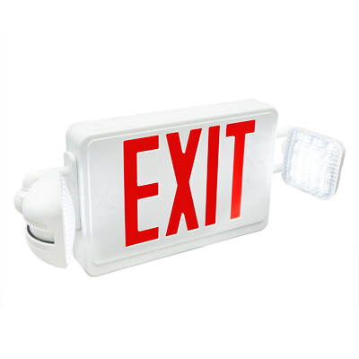 LED Red Exit Sign Emergency Light Hi Output Compact Combo UL Listed Battery