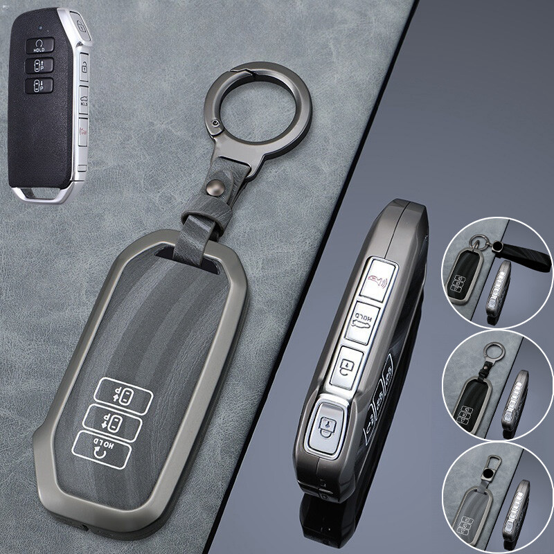Zinc Alloy Leather Car Smart Key Case Cover For Kia Sorento K5 Mq4 Ev6 7 Seltos