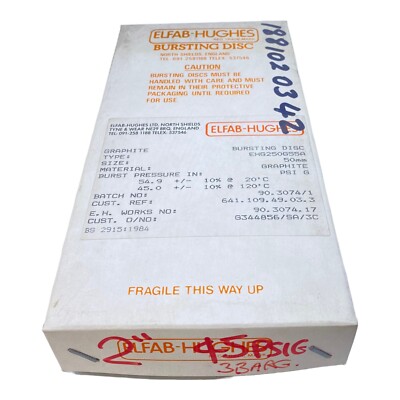 Elfab EHG250G55A Graphite Burst Disc for Industrial Use 50mm 54.9 PSI G EH