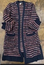 Meadow Rue Anthropologie Wasilla Striped Open Front Duster Cardigan Sz S