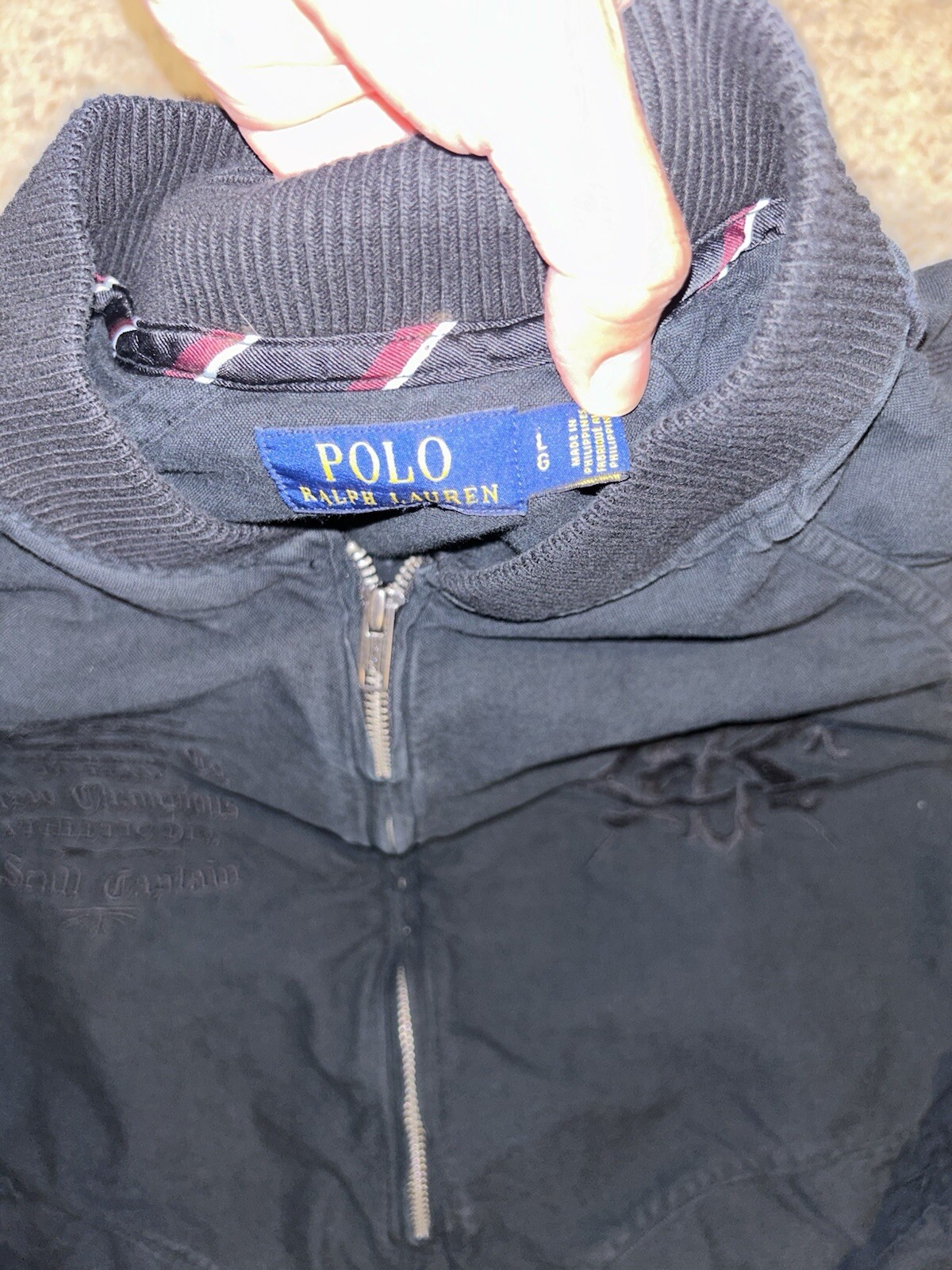 FILA Polo Ralph Lauren Rowing Club Bomber Giacca Uomo Large RARO VINTAGE Nero