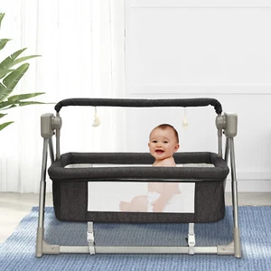 Electric Baby Crib Music Auto-Swing Infant Cradle Sleeping Bed Remote Control US