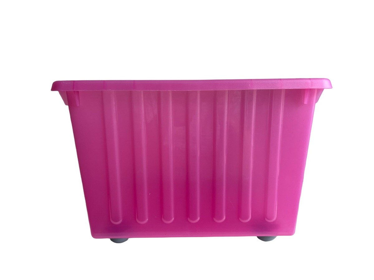 Ikea VESSLA Storage Box Crate with castors Wheels Pink 39x39cm