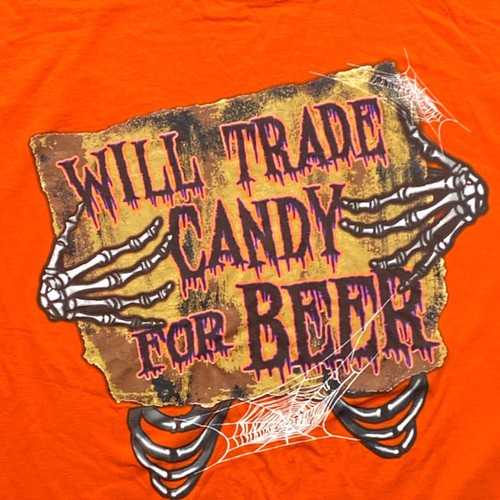 Halloween T Shirt 3XL WILL TRADE CANDY FOR BEER JERZEES HiDENSI-T Short sleeve - Picture 2 of 7