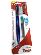 Pentel Twist-Erase Click 0.7mm Mechanical Pencil w/Lead Erasers BLUE PD277TLEBP