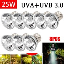8PCS UVA UVB 25W Reptile Heat Basking Light Bulb Lamp For Tortoise Lizard Turtle