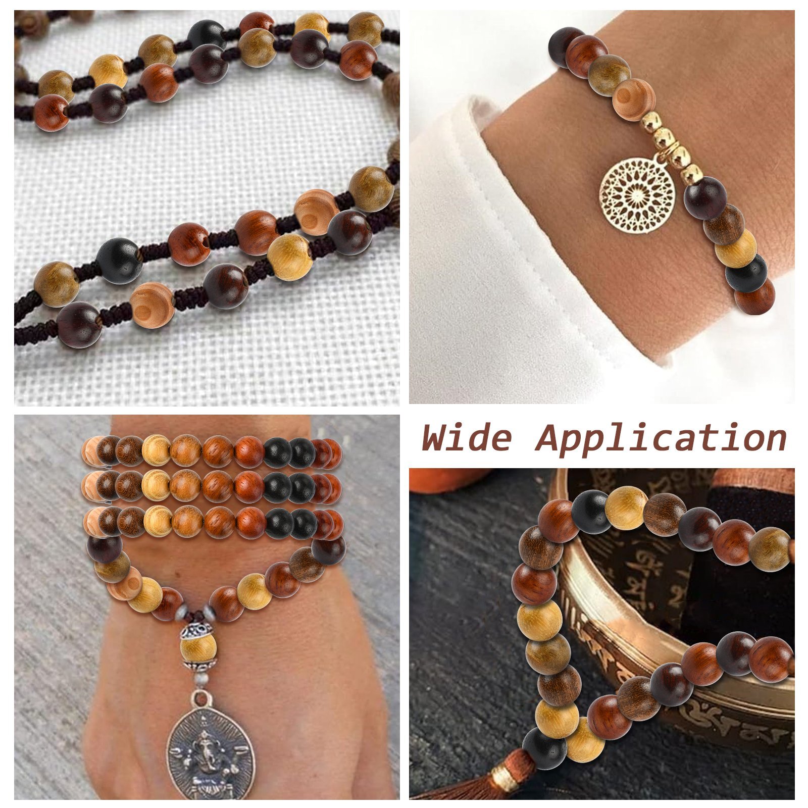 200x 8-8.5mm Assorted Color Wooden Beads Large Hole Wood Beads Bulk for DIY