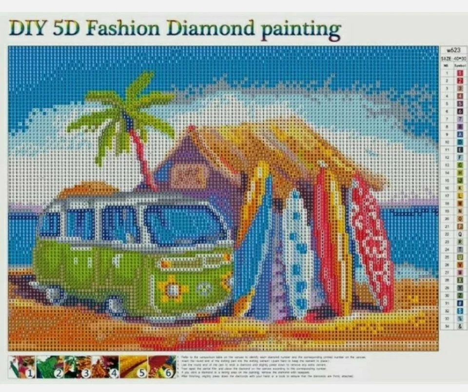 3 шт сделай сам 5D алмазная картина вышивка итальянская приморская деревня и фургон для серфинга  - Изображение 3 из 4