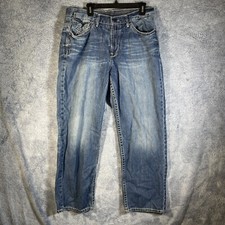 Ecko Unltd Jeans Mens 36x30 Blue Distressed 1972 Baggy Fit Y2K Streetwear Fade