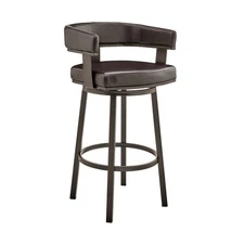 Armen Living Cohen 30" Bar Height Swivel Bar Stool in Java Brown Finish and Choc