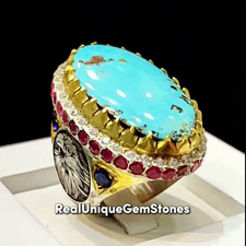 Original Neeshapuri Blue Shajri Feroza Turquoise Ring 925 Sterling Silver Ring