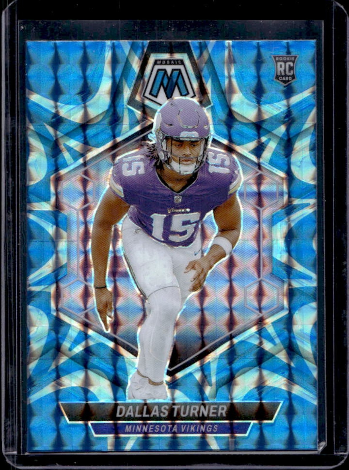 2024 Mosaic Dallas Turner RC Reactive Blue Prizm Rookie #317 Vikings