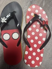 Disney Mickey Minnie Mouse Red Polka Dot Bow Flip Flop Sandals US 8 Women's