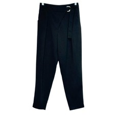 H M Divided black pleated belted pants size 6