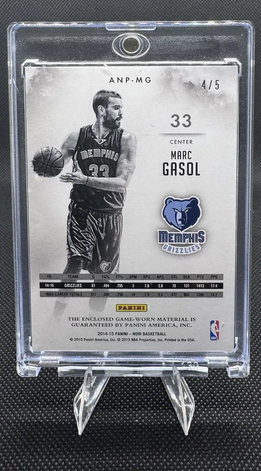 Parche Prime 2014-15 Panini Noir Marc Gasol Acetato Noir Materials 4/5 Grizzlies Foto 2 de 2
