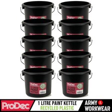 10 x ProDec 1 Litre Plastic Paint Kettle Painters Bucket Can Decorating Pot