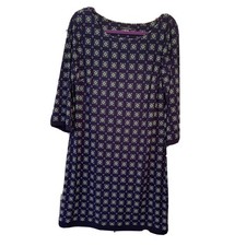 Tommy Hilfiger Navy Geometric Print Sheath Dress 3/4 Sleeves 12
