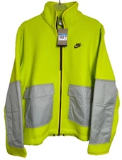 NWT Nike Sport Essentials Men's Medium Sherpa Fleece Jacket Full Zip Neon Green