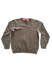Tommy Hilfiger Round Neck Cotton Knit Jumper Sweatshirt Mens Large Khaki Brown