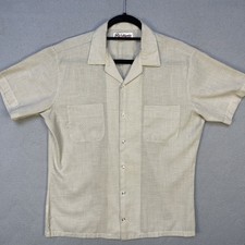 VTG 60s 70s Mr California Camp Collar Shirt Sz M Polka Dots Pockets Open Weave