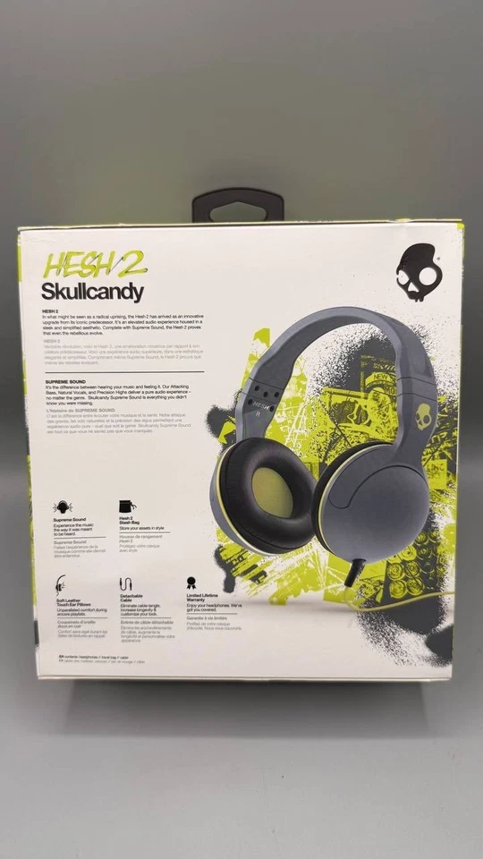Skullcandy Hesh 2 Wireless Headphones Black/Lime – Bluetooth & 3.5mm AUX - Image 3 of 4
