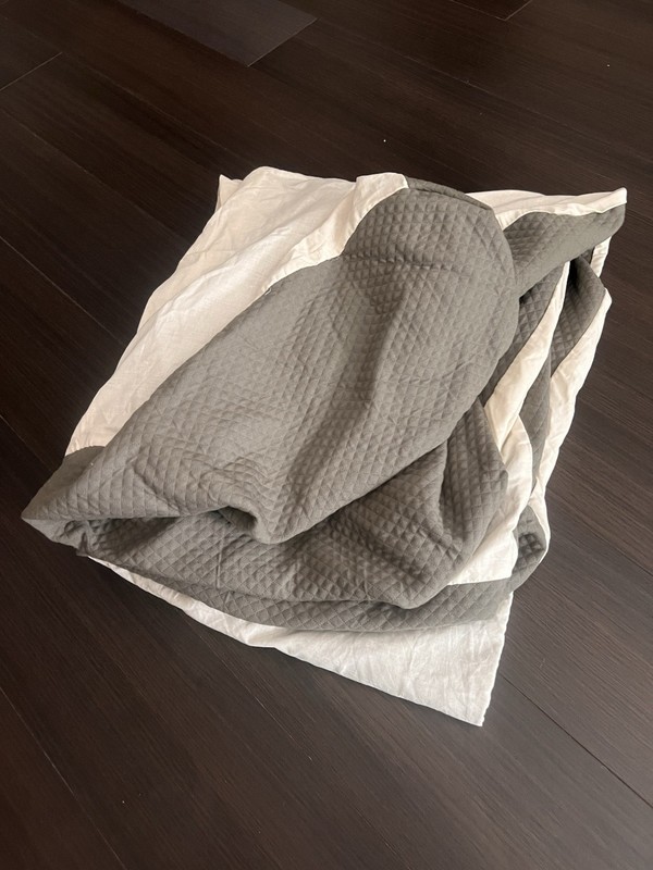 Restoration Hardware Twin Size Quilted Bed Skirt Dark Gray / Linen. 15" Drop.