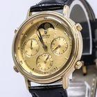 *NEAR MINT* Vintage SEIKO 7A48-702A Quartz Moon Phase Chronograph Gold 37mm Mens