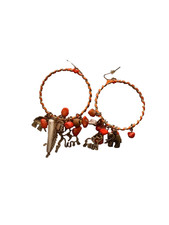 Vintage Costume Jewelry Multi-Tone Dangle Hook Earrings 3.5 Inch