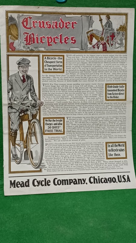 CRUSADER BICYCLES, MEAD CYCLE, WW1 BICYCLE CATALOG
