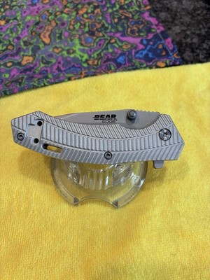 BEAR EDGE 61105 SILVER SIDELINER FLIPPER KNIFE, BEAD BLAST BLADE