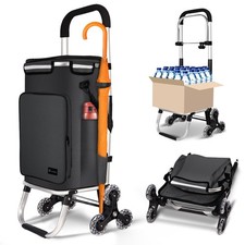 VOUNOT® Folding Shopping Trolley on 6 Wheels, Aluminium Lightweight Shopping
