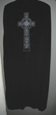 Celtic long cloak Renaissance Medieval costume black velvet embroidered one size