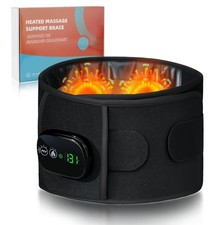 Heated Massage Belt for Back Pain Relief, Black, Fabric/Plastic